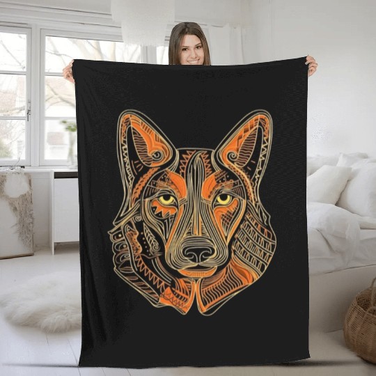 German Shepherd Funny Dog Street Art Comic Pet Fleece Blankets