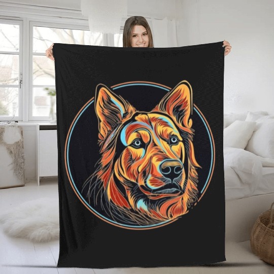 German Shepherd Funny Dog Street Art Comic Pet Fleece Blankets