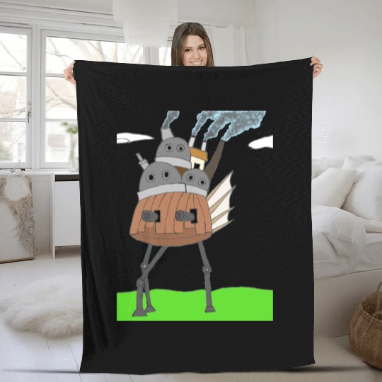 Steampunk Mechanical Moving Castle Fleece Blankets