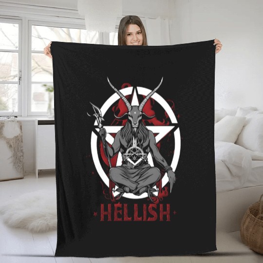 Hellish Satan Baphomet Fleece Blankets