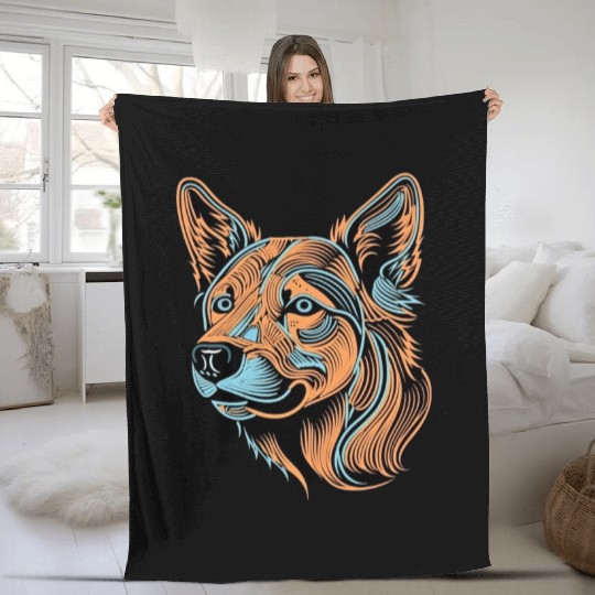 German Shepherd Funny Dog Street Art Comic Pet Fleece Blankets