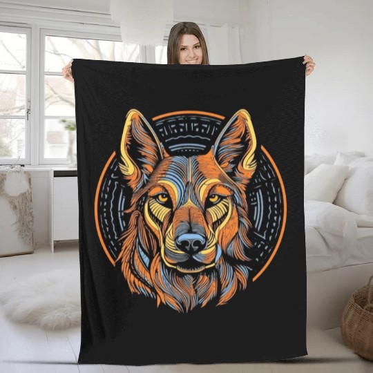 German Shepherd Funny Dog Street Art Comic Pet Fleece Blankets