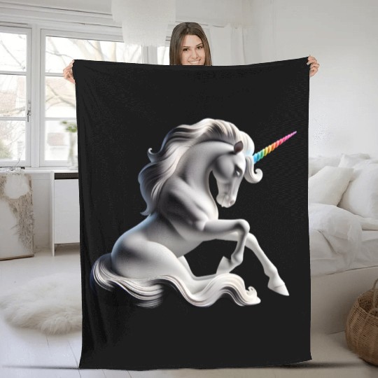 Colorful 3D Unicorn - Magical Fantasy Fleece Blankets