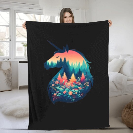 Nature in Unicorn Pattern Fleece Blankets