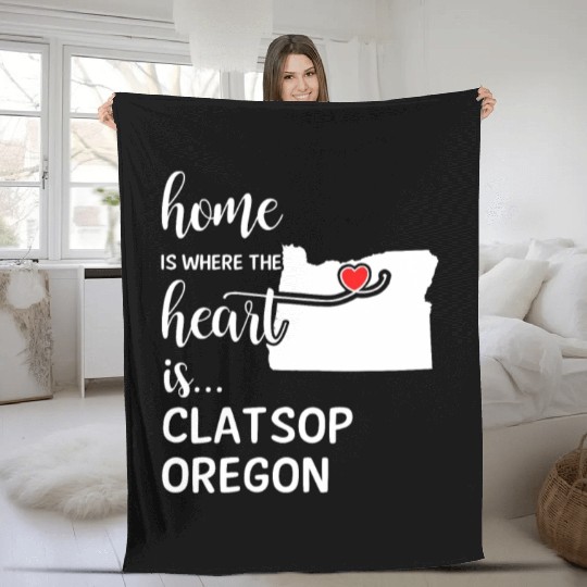 Clatsop County Oregon Is Where My Heart Is Gift Fleece Blankets
