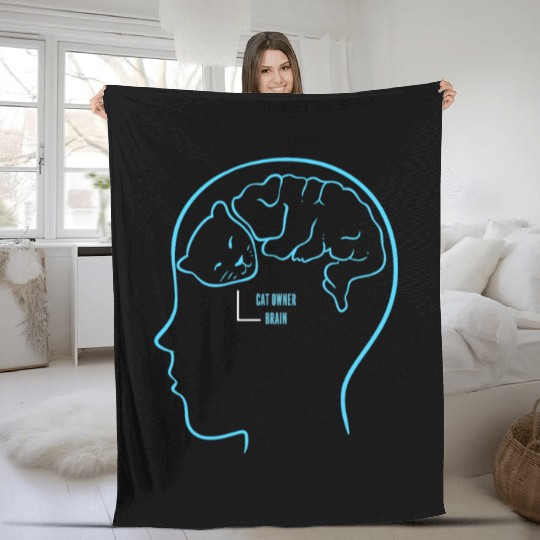Cat Owner Brain Cat Lover And Owner Gift Fleece Blankets