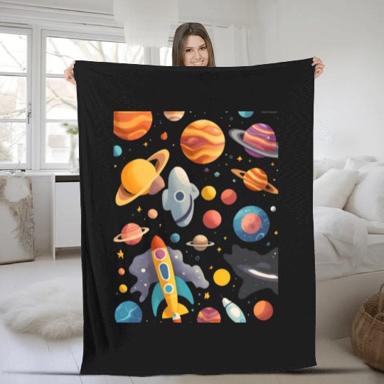 Galactic Elegance: A Celestial Symphony Fleece Blankets