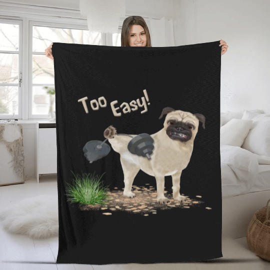 Funny Pug Puppy Dog Gym Wear Fleece Blankets Motivational