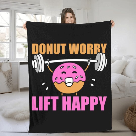 Fitness Donut Funny Donut Gym Fleece Blankets
