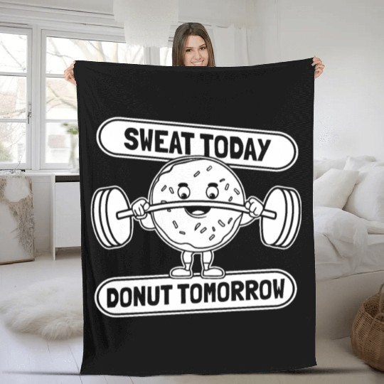 Fitness Donut Funny Donut Gym Fleece Blankets