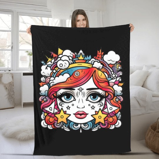 Celestial girl Fleece Blankets