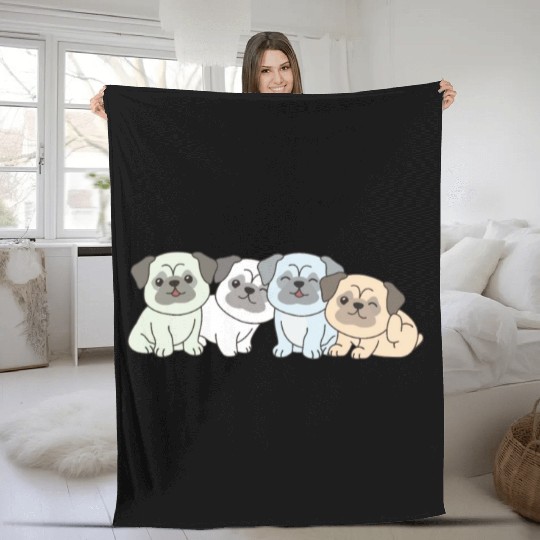Unlabeld Flag Pride Lgbtq Cute Pug Fleece Blankets