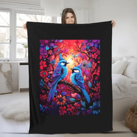 Blue Birds Fleece Blankets