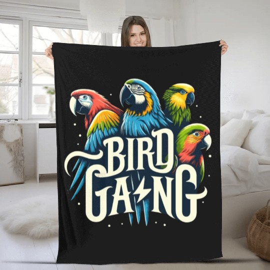 Bird Gang Parrot Funny Birder Flock Owner Macaw Fleece Blankets