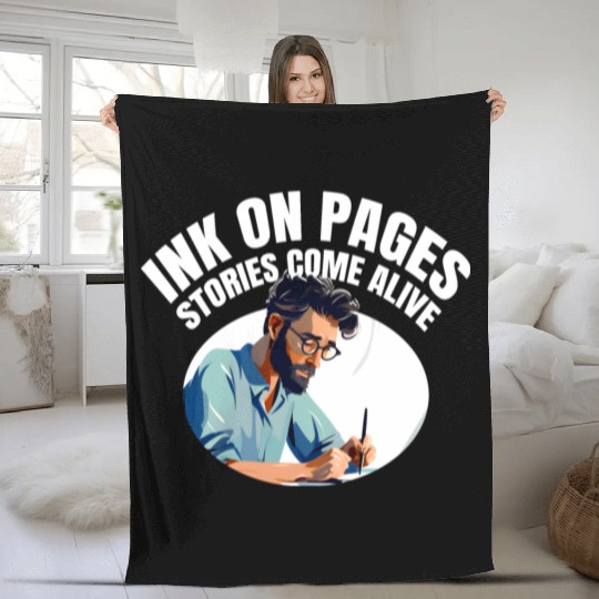 Ink on Pages Stories come alive Fleece Blankets