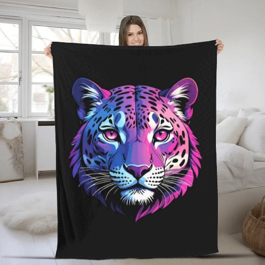 Vibrant Pop Art Leopard Fleece Blankets