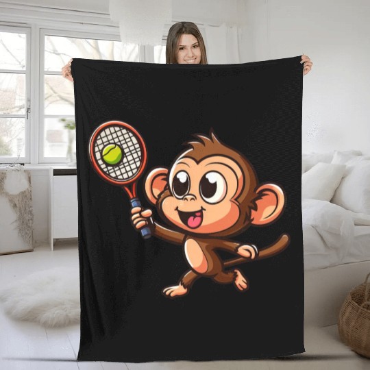 Monkeys in Tennis and Badminton Duel - Hilarious Fleece Blankets