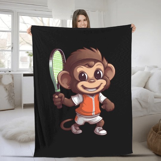 Monkeys in Tennis and Badminton Duel - Hilarious Fleece Blankets