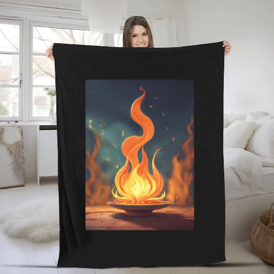 drawing a flame art Fleece Blankets