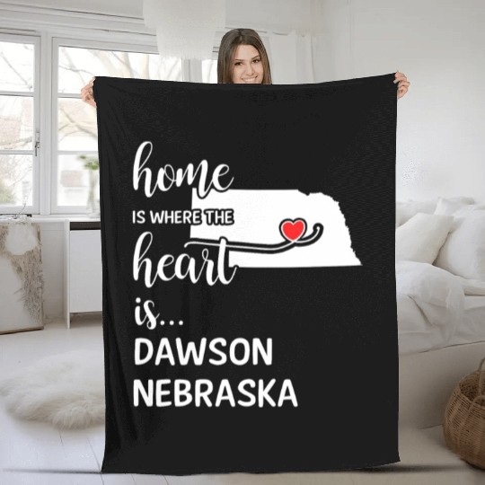 Dawson County Nebraska Is Where My Heart Is Gift Fleece Blankets