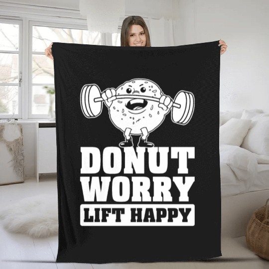Fitness Donut Funny Donut Gym Fleece Blankets