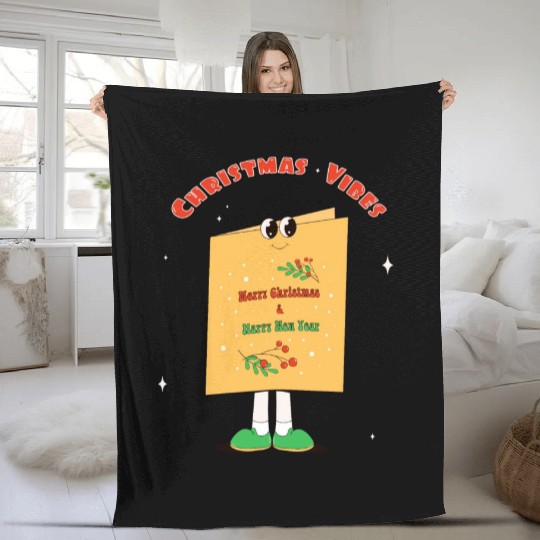 Groovy Christmas card in trendy retro cartoonstyle Fleece Blankets