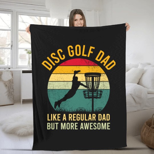 Disc Golf Dad Fleece Blankets Disc Golf Fathers Day Gift