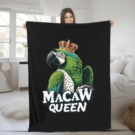 Green Macaw Ornithologist Macaw Queen Fleece Blankets