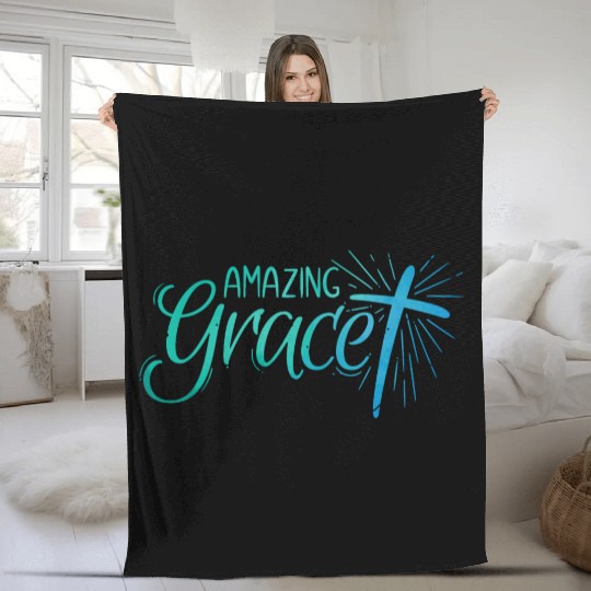 Amazing Grace Lettering Fleece Blankets