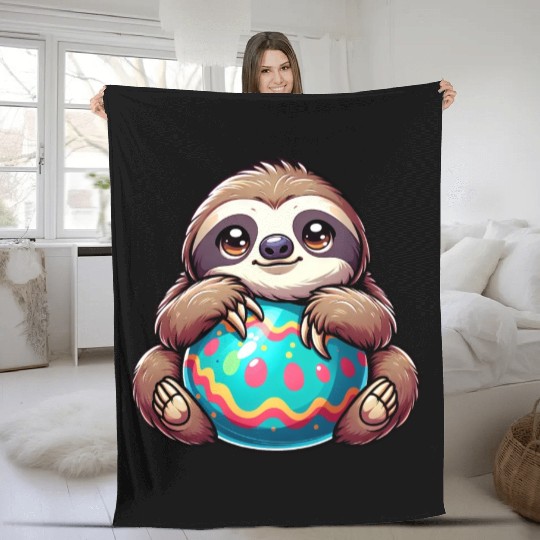 Easter Sloth: Embrace and Easter Egg Fleece Blankets