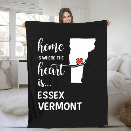 Essex County Vermont Is Where My Heart Is Gift Fleece Blankets