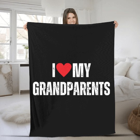 I Love My Grandparents Fleece Blankets