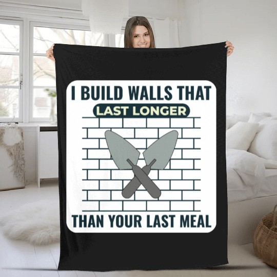 Bricklayer Masonry Construction Job Wall Builder Fleece Blankets