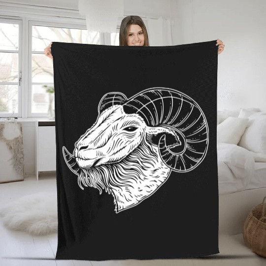 Baphomet Goat Devil Horn Head Fleece Blankets