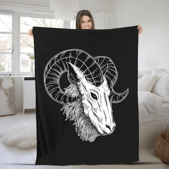 Dark Devil Baphomet Goat Head Fleece Blankets