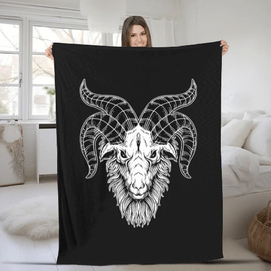 Devil Baphomet Goat Head Fleece Blankets