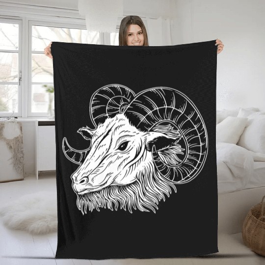 Baphomet Goat Horn Art Fleece Blankets