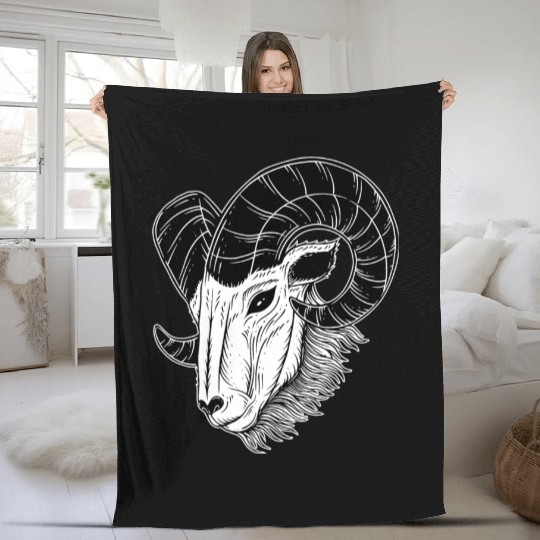 Dark Baphomet Goat Art Fleece Blankets