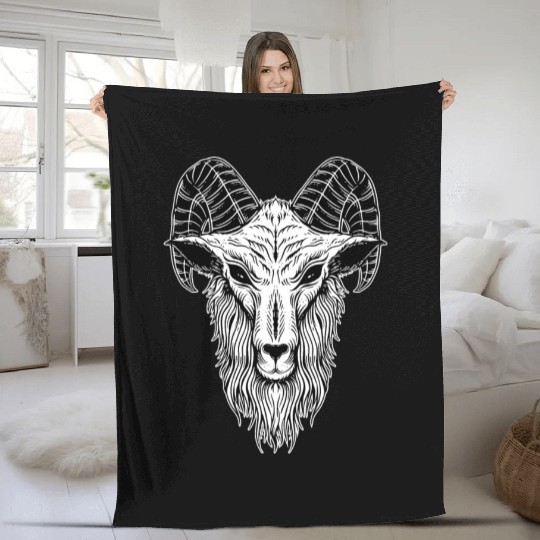 Baphomet Goat Devil Head Fleece Blankets