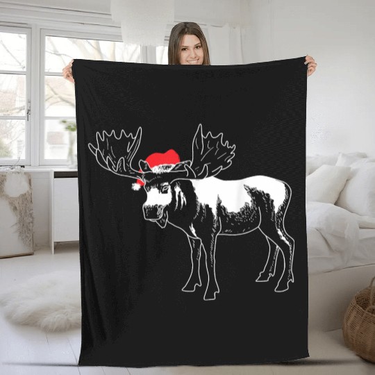 Christmas Moose X mas Deer Animal Fan Hilarious Fleece Blankets