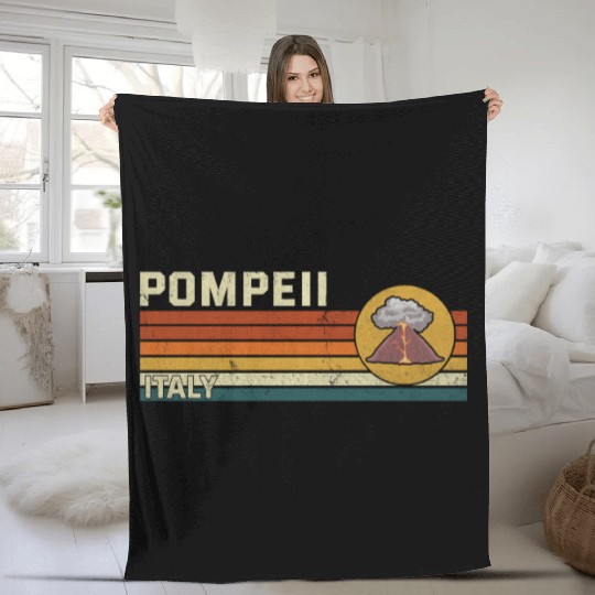 Pompeii Italy Vintage Volcanic Eruption Gift Fleece Blankets