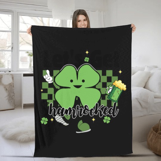 Let s Get Shamrocked St Patricks Day Fleece Blankets