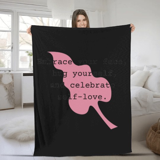 Self-Love Affirmation Leaf Design Fleece Blankets