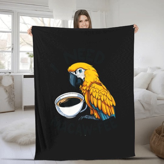 Gold Macaw Macaw-Fee Coffee Lover Fleece Blankets
