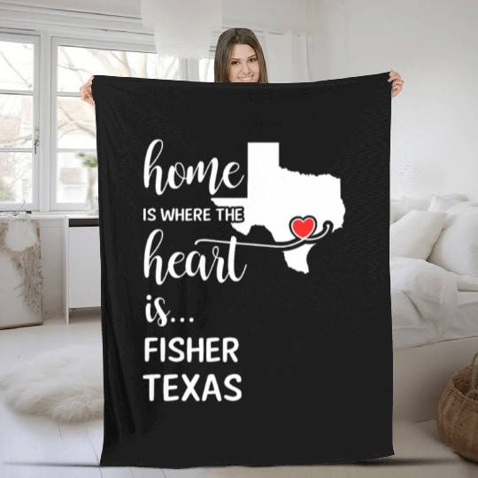 Fisher County Texas Is Where My Heart Is Gift Fleece Blankets