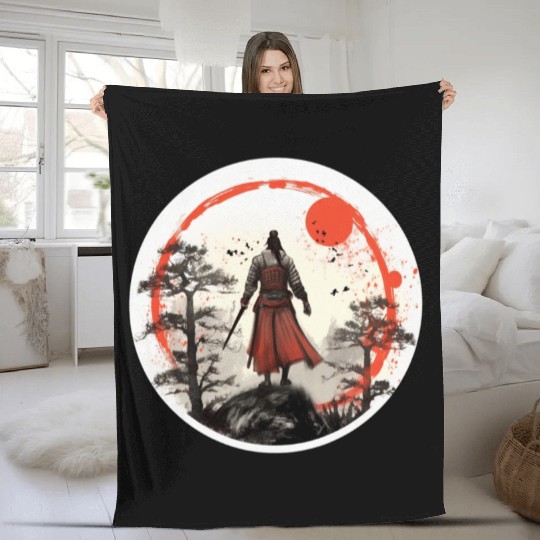 Samurai Sunset Fleece Blankets