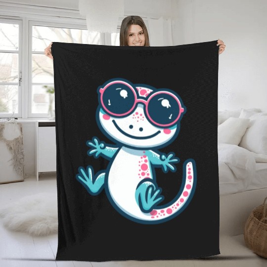Playful Lizard Cartoon Fleece Blankets
