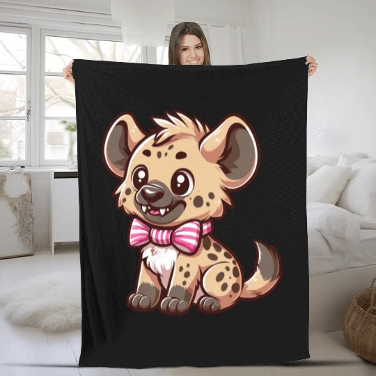 Playful Hyena Cartoon Fleece Blankets