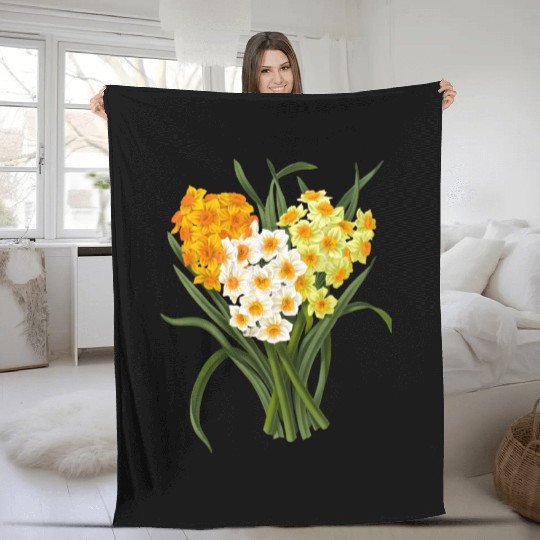 Daffodil Bunch Daffodils He Daffodil Fleece Blankets