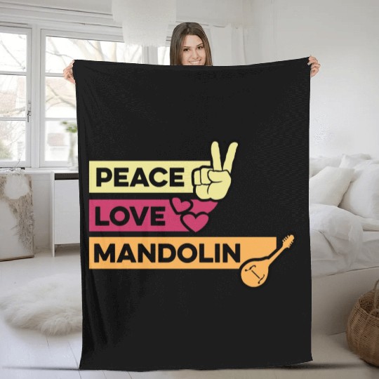 Peace Love Mandolin Maestro Gift Fleece Blankets